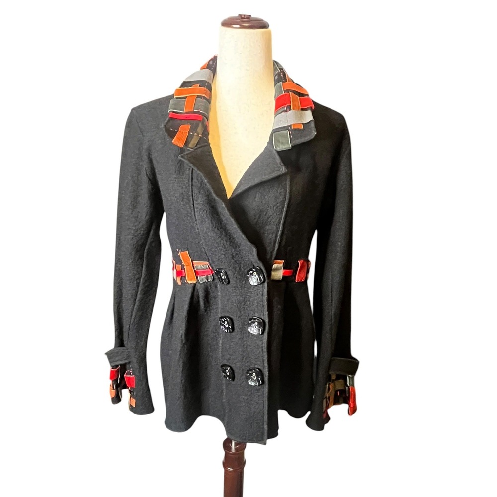 Covelo Clothing Boiled Wool Peacoat Womens M Black Unique Artsy Boho Whimsigoth